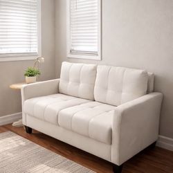 Elegant Modern White Loveseat – Bright, Clean & Stylish