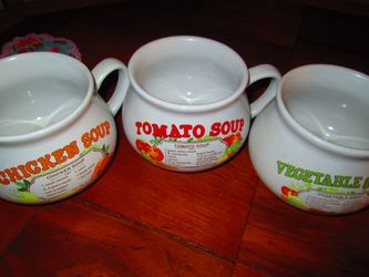 Vintage soup recipe ceramic mugs