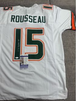 Greg Rousseau Signed Autograph Custom Jersey- JSA Coa - Miami Hurricanes
