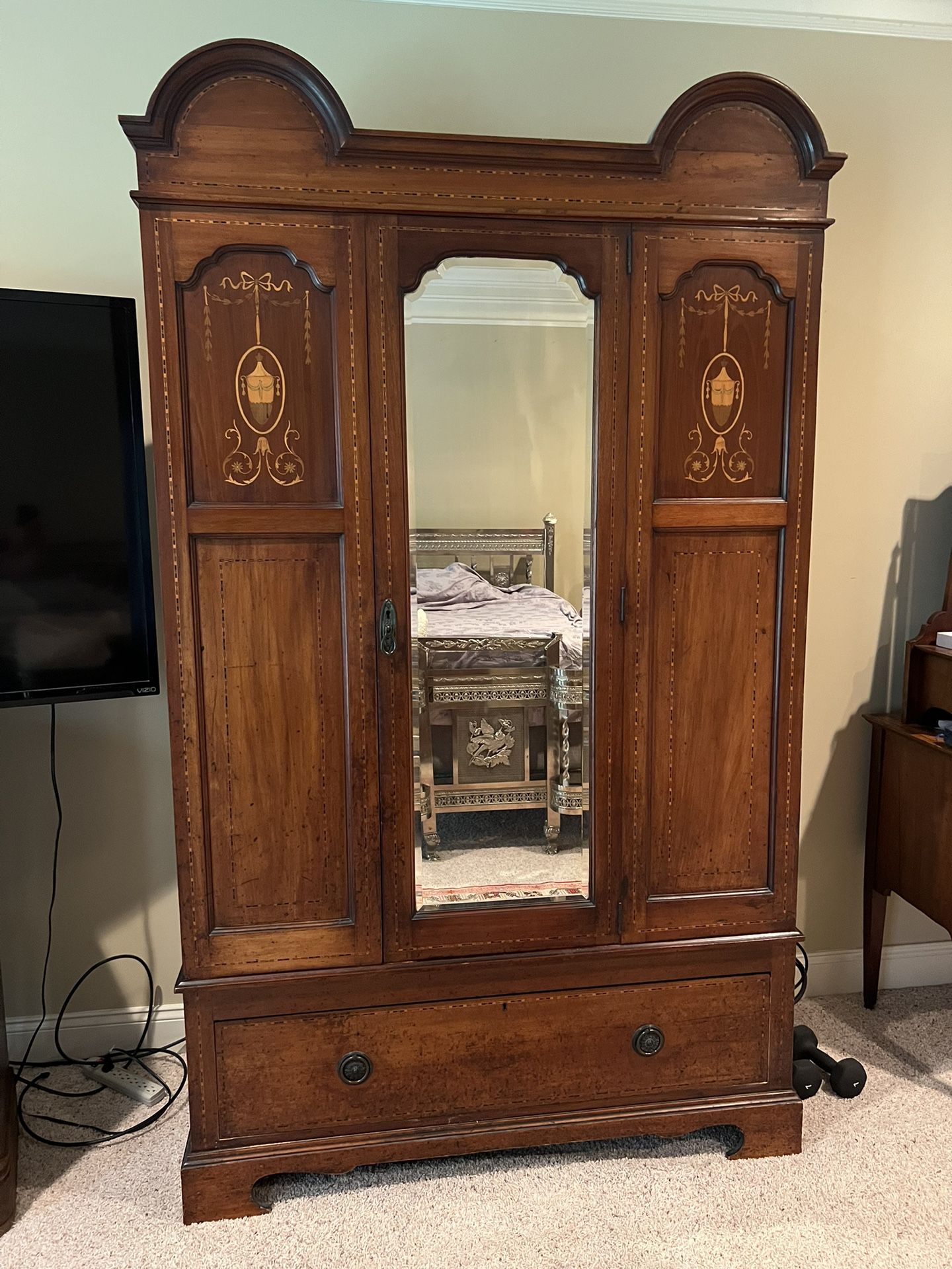 Antique Armoire, Vanity, And Makeup Table
