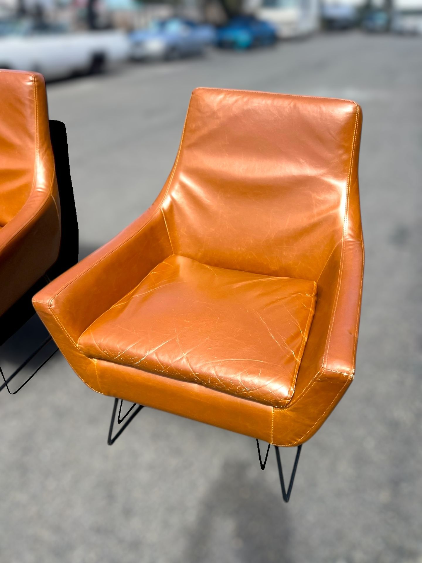 Kendrick Chairs for Adesso. Camel brown, Faux Leather, Armchair, living room, office, Lounge