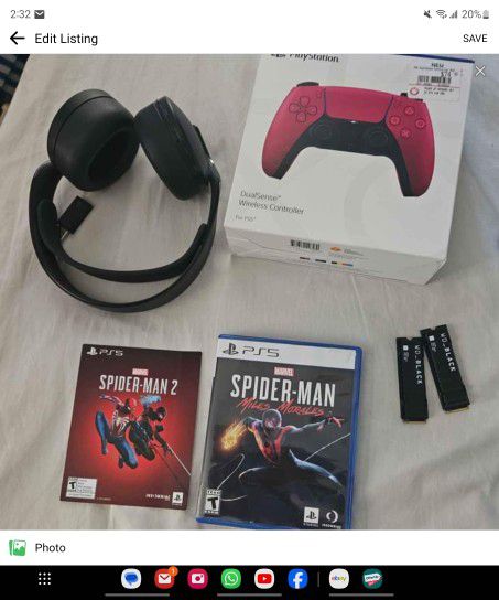 Spider-Man 2 PS5  + Miles Morales PlayStation 5 Hard drive Pulse Wireless Headphones 