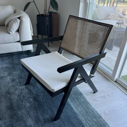 Japandi Solid Wood Rattan Accent Chair