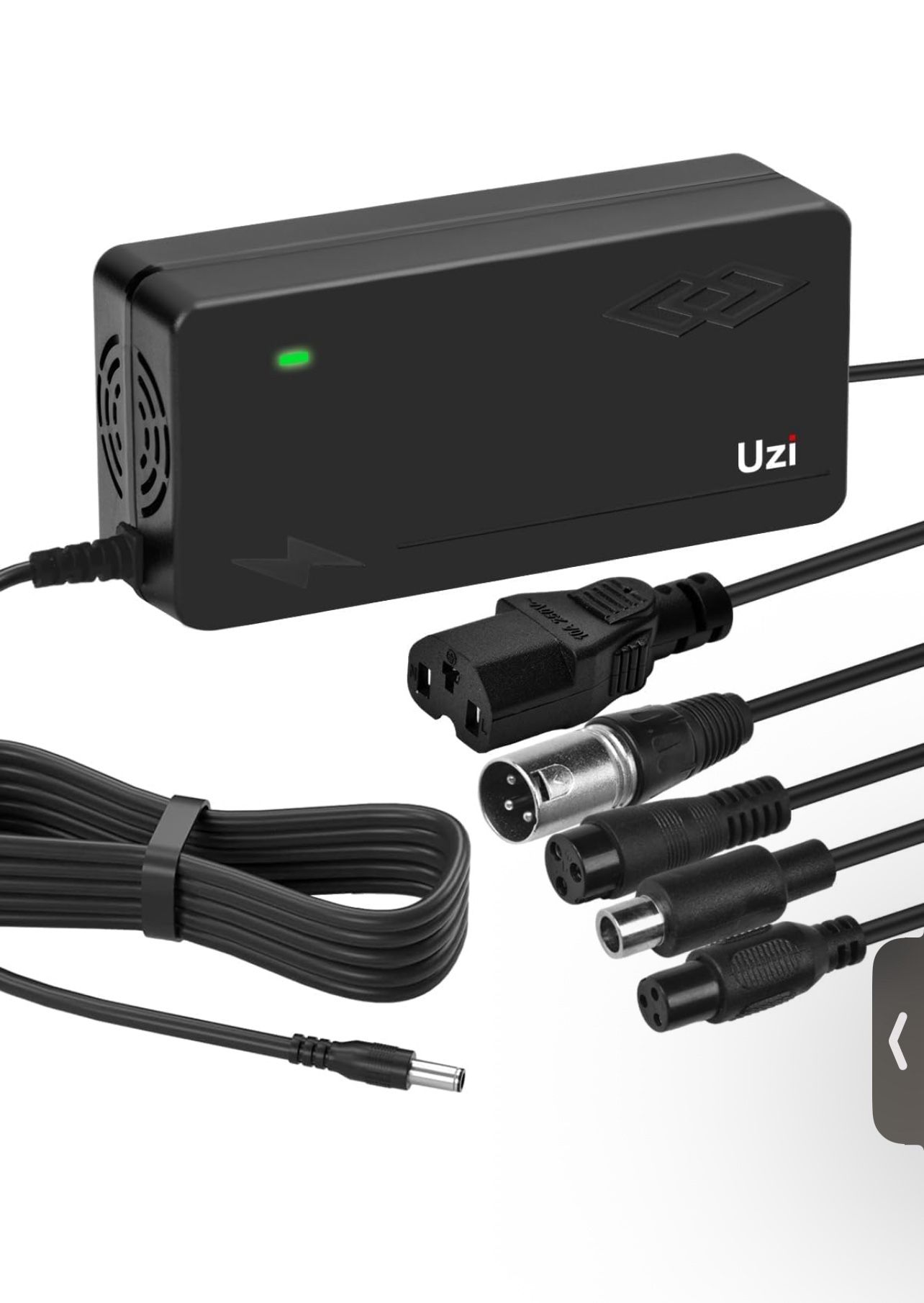 Uzi 54.6V 2A Charger (with Multiple Output Heads) for Fast and Safe Charging of Your 48V Li-ion Battery-Compatible with Ebike/Electric Scooter (Built-