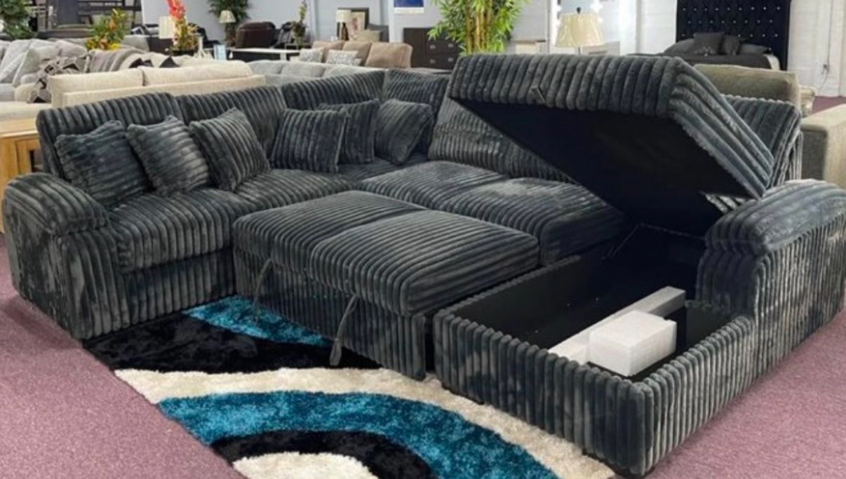 🛋️NEW!! Corduroy Sleeper Sectional Sofa STILL IN BOX 📦