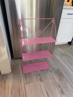 Pink Metal Wire Wall Shelf 3-Tier