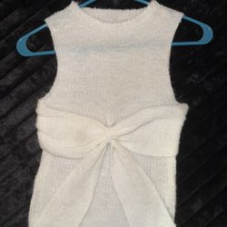 Knitted Tank Top With Pleated Bow Tie (xs-s)