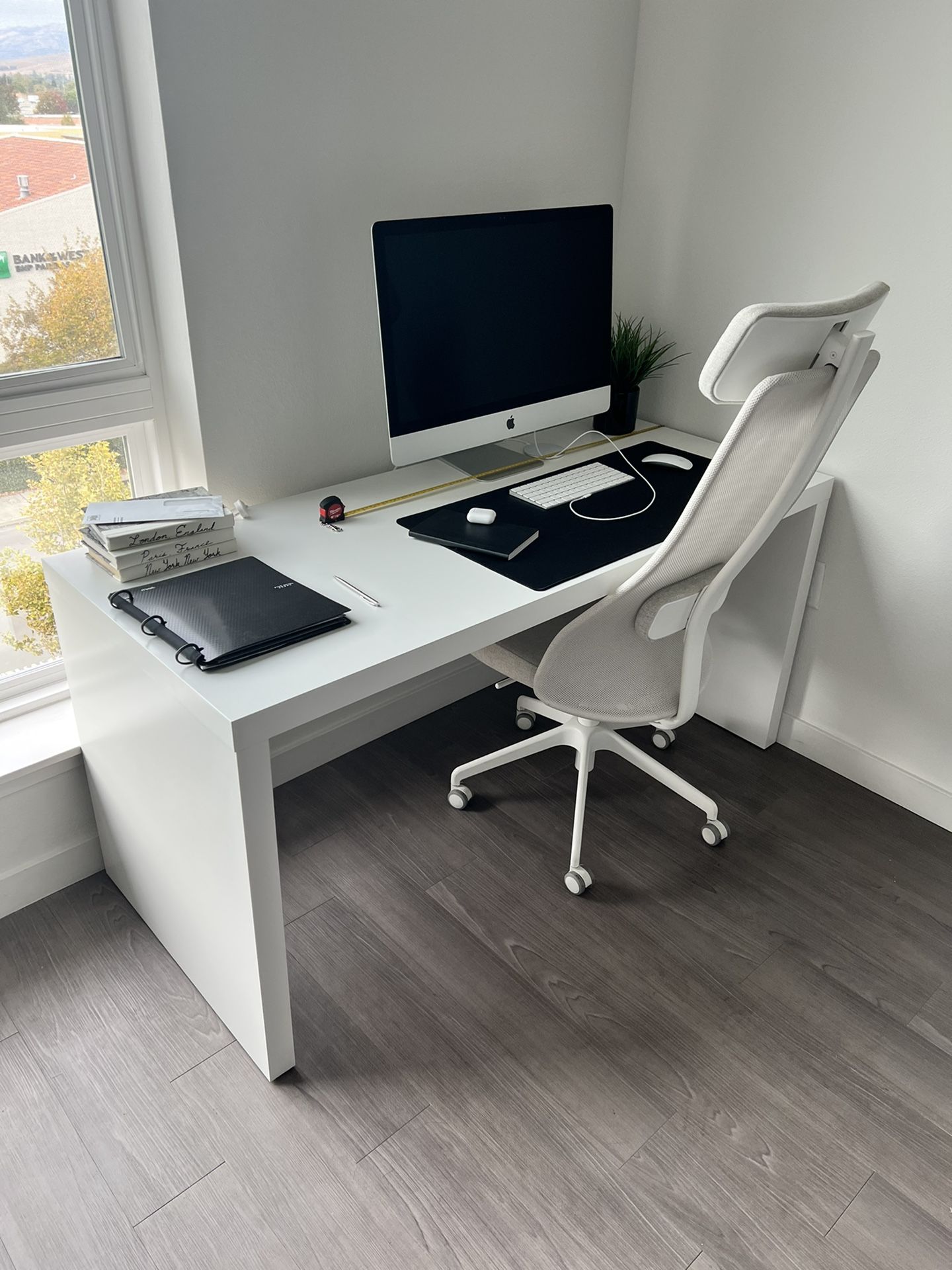 White Malm Desk 55” - Minimalistic 