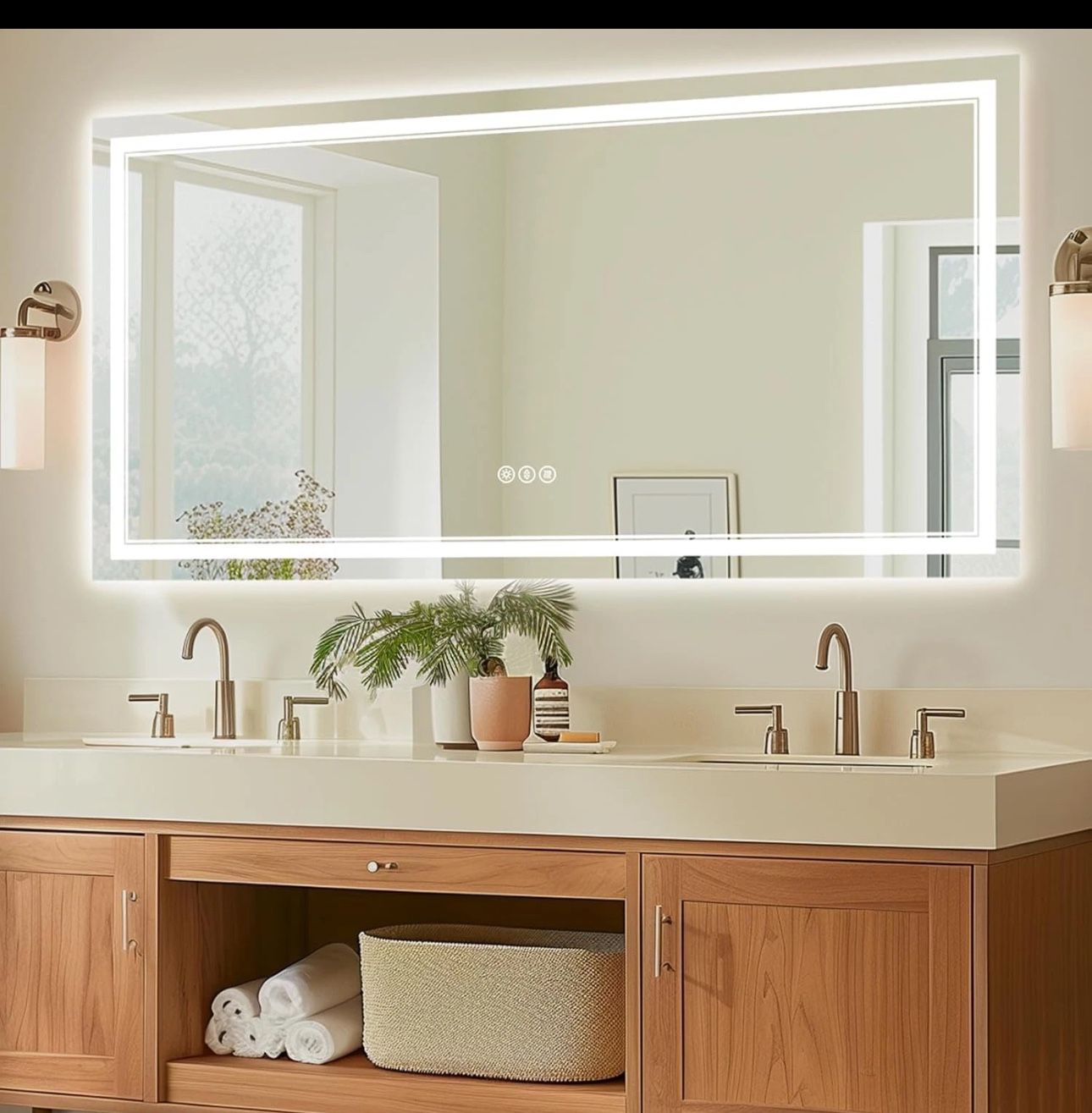 84X32 Led Mirror for Bathroom, Front and Backlit, CRI 90+, 3-Color, Dimmable Lig