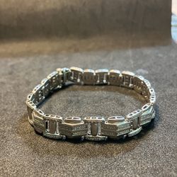 Mens .925 Silver and Diamond Bracelet