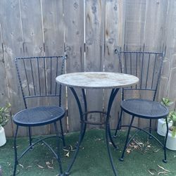 Iron Cafe Table & 2 Chairs