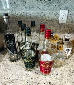 Empty Whiskey Bourbon Bottles - Arts & Crafts - Weller, Blantons, Eagle Rare