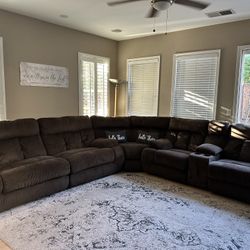 Large 3-Piece Chocolate Microfiber Reclining Sectional