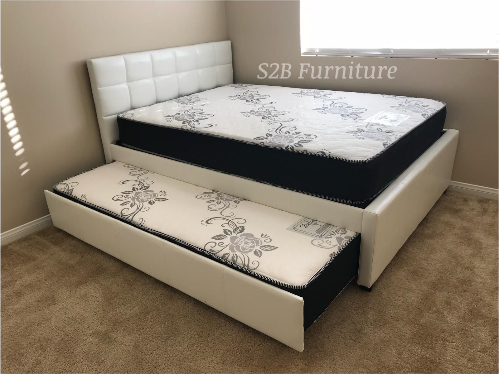 Full Twin White Trundle Bed With Ortho Mattress Included