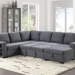 Brand New Dark Sectional Sofa Storage Sleeper 