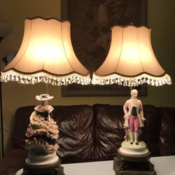 Antique Victorian Man and Woman Lamps