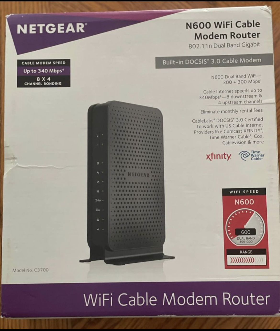 NETGEAR N600 WiFi Cable Modem Router 