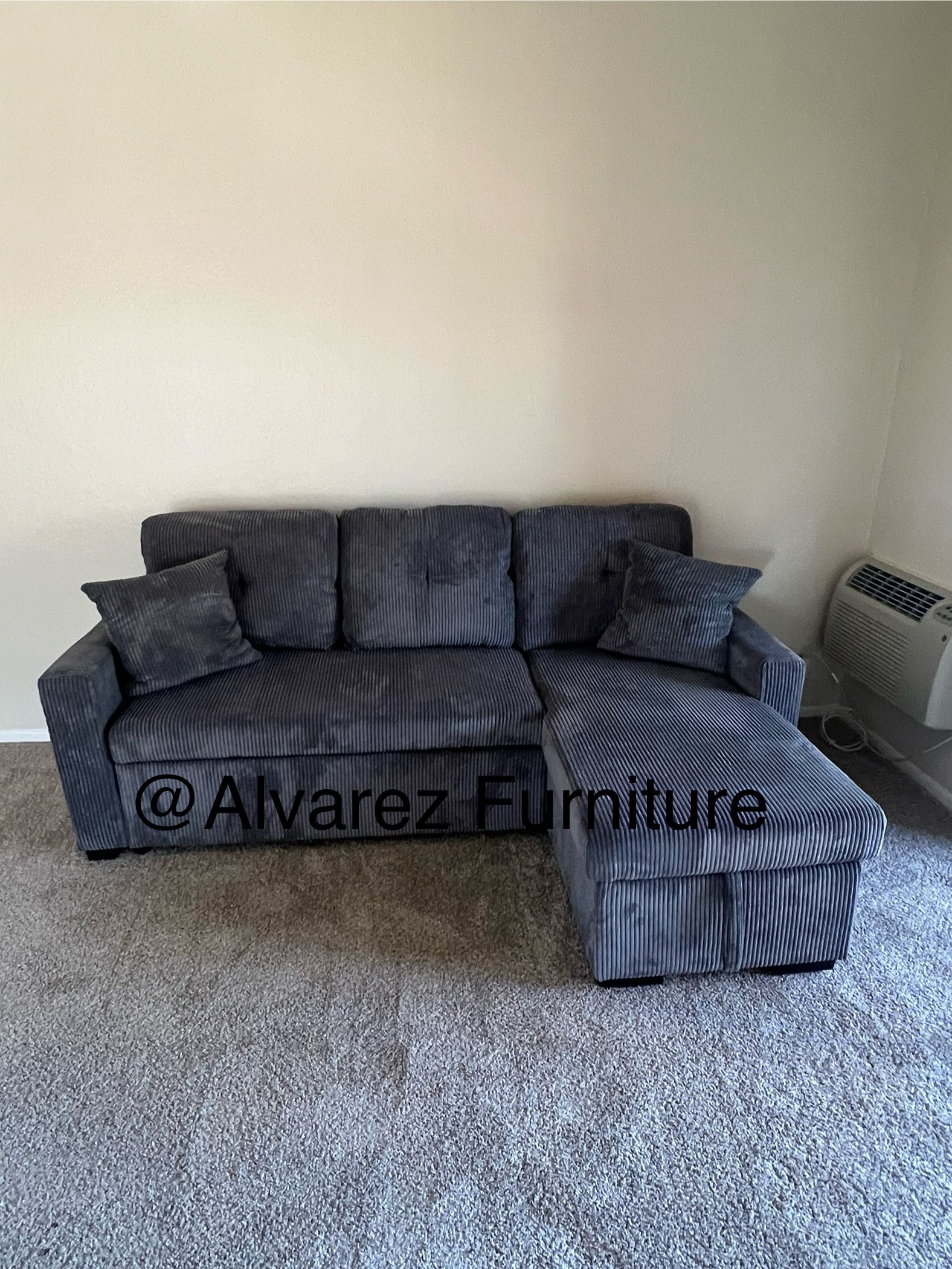 Corduroy Sectional Sleeper Sofa With Storage