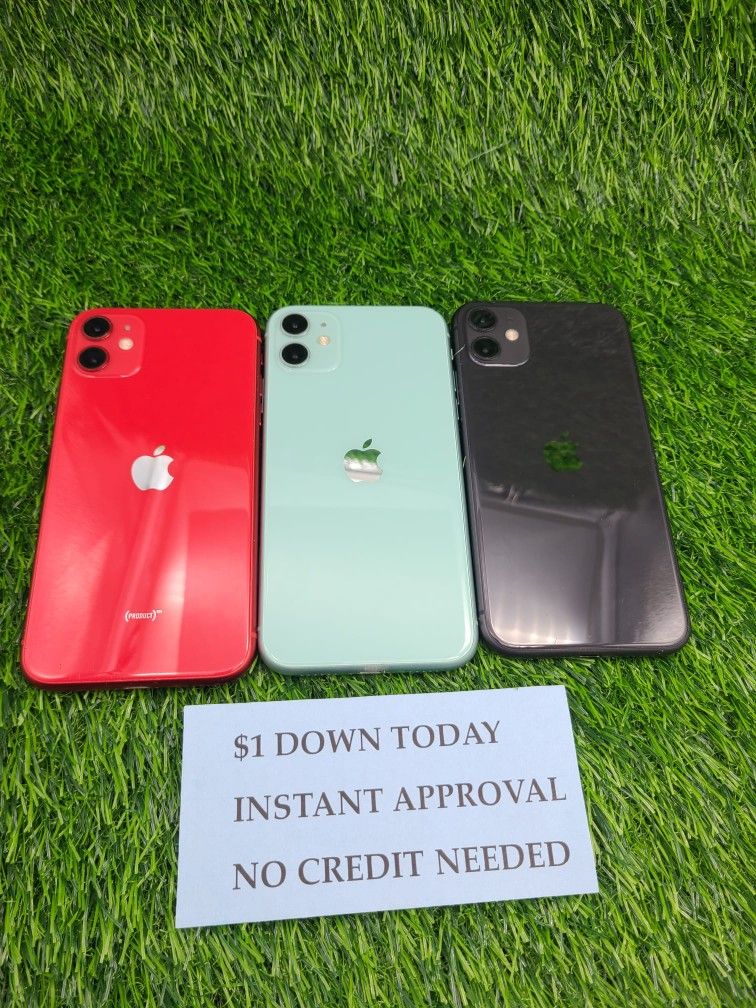 APPLE IPHONE 11 64GB UNLOCKED.  NO CREDIT CHECK $1 DOWN PAYMENT OPTION.  3 MONTHS WARRANTY * 30 DAYS RETURN *