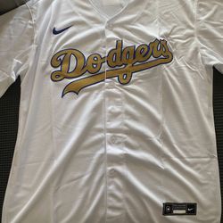Dodgers White Gold Blank Jersey