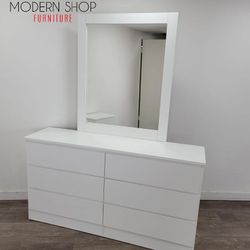 WHITE DRESSER WITH MIRROR 