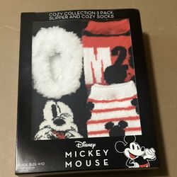 Mickey Mouse Disney 3 Piece,, Cozy Slippers, And Socks