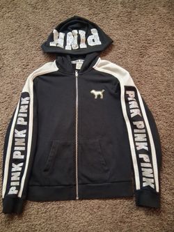 $18.! "PINK" Sequin Logo zip-up hoodie (size S).