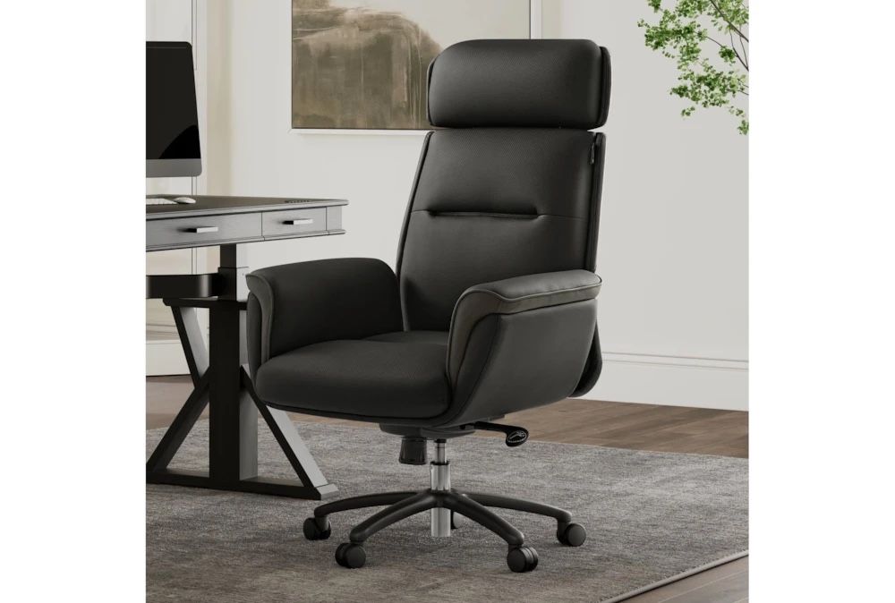 Elevare Black Microfiber Leather Executive Office Chair | Ergonomic | Swivel | High Back | Adjustable $399.99