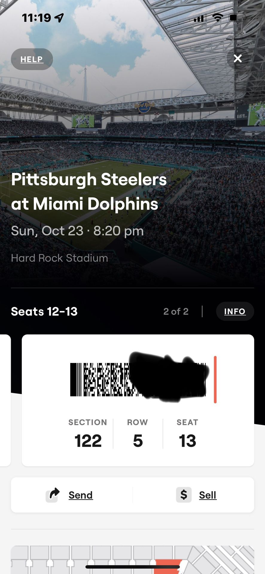 Steelers Dolphins (2) 5th Row , Orange Vip parking 