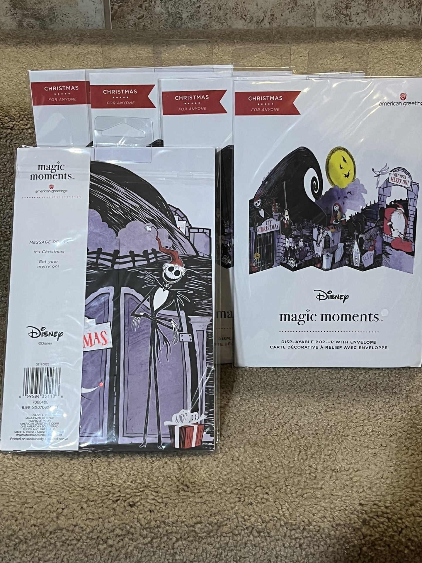American Greetings Nightmare Before Christmas Magic Moments Pop up Card lot of 5