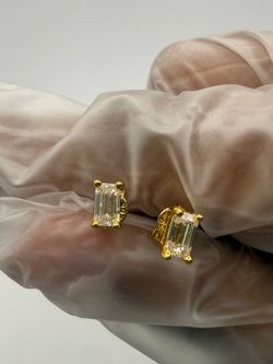 VVS1 Moissanite Earrings Emerald Cut 0.5 Carat S925 silver 14k plated