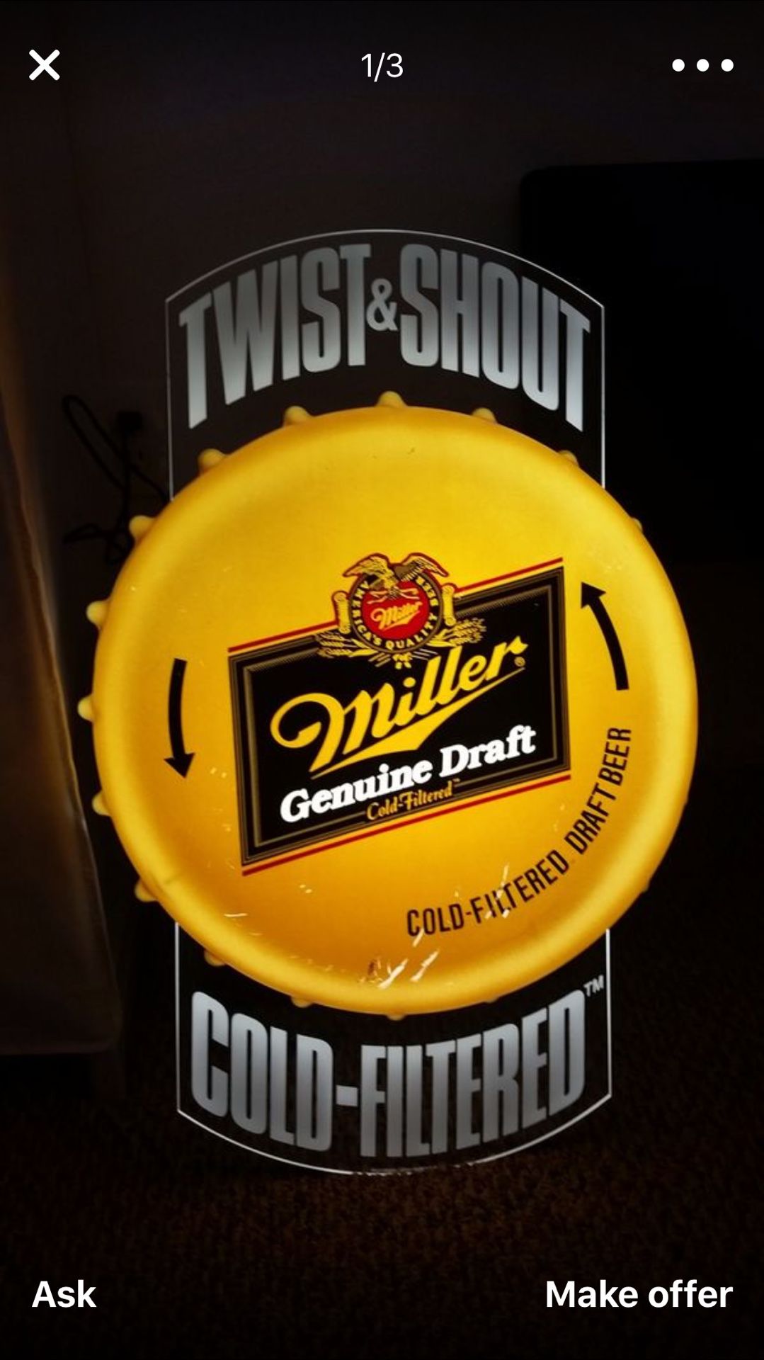 BEER SIGN LIGHT UP MILLER DRAFT