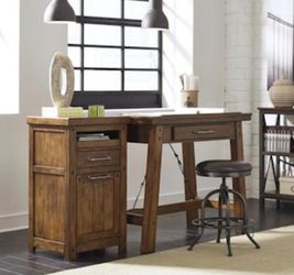 Rustic Brown Counter Height Drafting Desk and File Desk