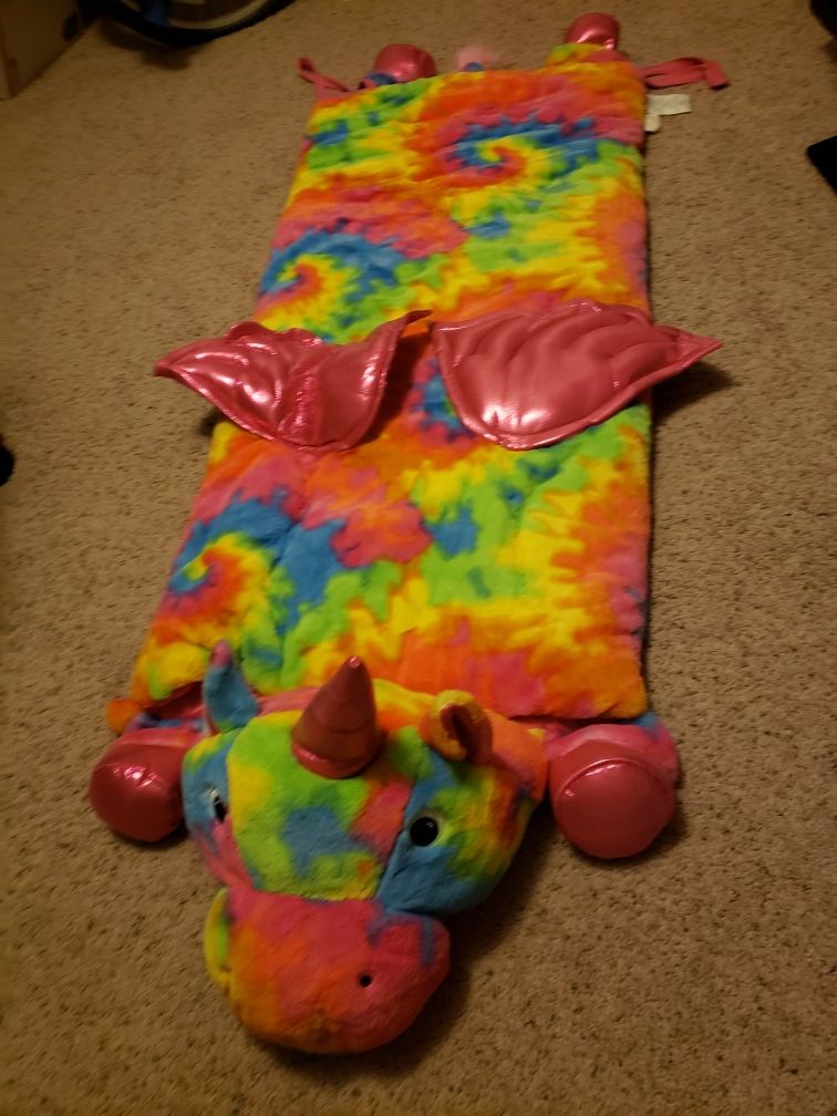 New Super Soft Tie Dye unicorn Sleeping bag 56" L x 27" W