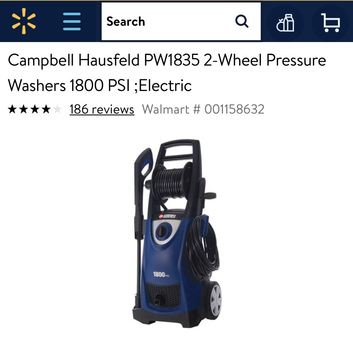 Campbell Hausfeld 1800 PSI, 1.5 GPM Electric Pressure Washer PW183500AV