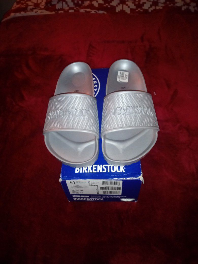 Birkenstock Barbados EVA Slide "Silver" Size 8 Brand New 