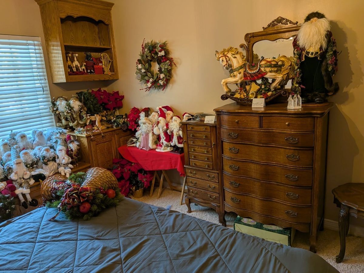 HUGE ESTATE SALE- MONROVIA - Furniture including a beautiful glass top spinning carousel horse iron/wood coffee table, large collection of Native Amer