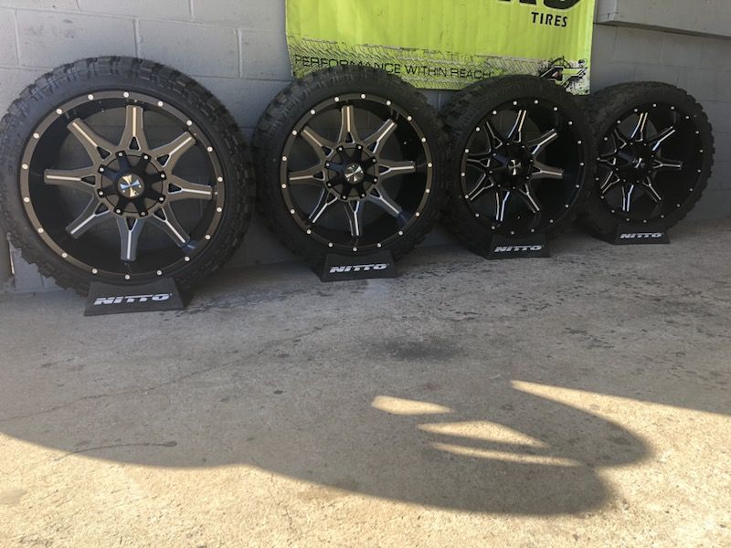 (4) 24x12 CaliOffRoad Rims w/ 35x12.50R24 Fury MT Tires for Sale in