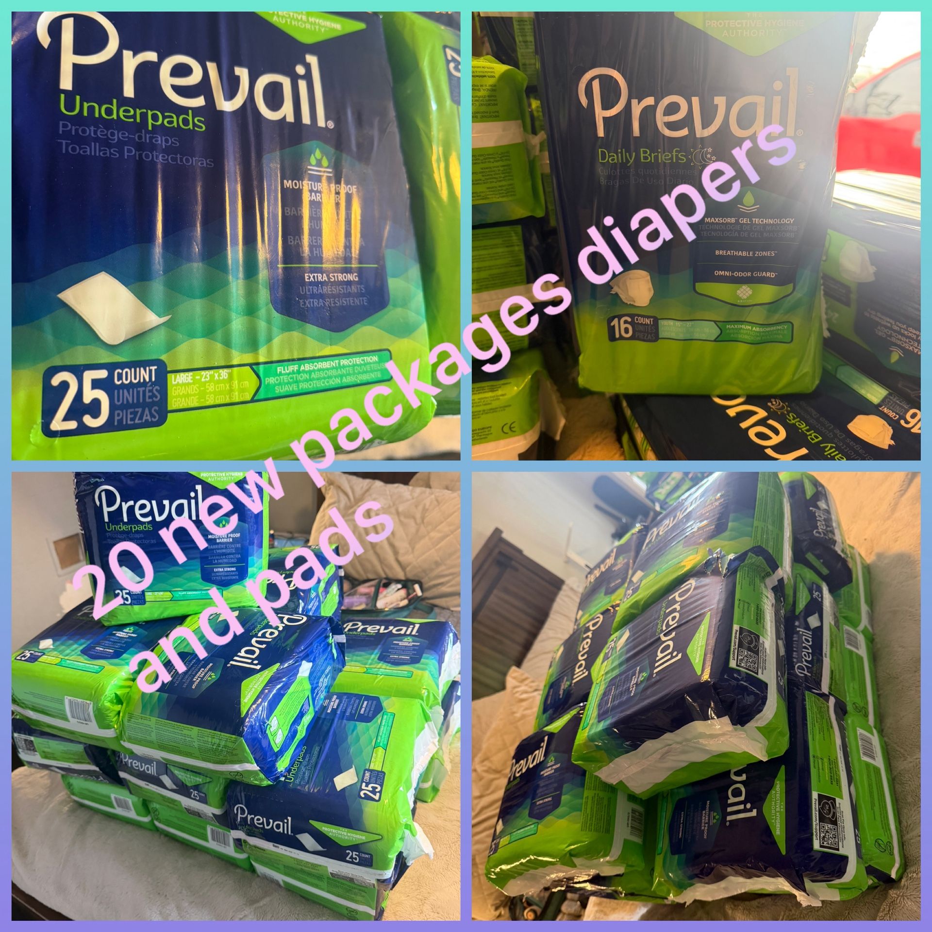 Diapers And pads $100 For All Bulk