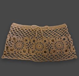 Handmade Crochet Light Brown Mini Bikini Cover Up Skirt 🤎