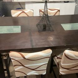 Tall Dining Room Table - Dinner Table – Seats Six 6 - Includes Six Chairs