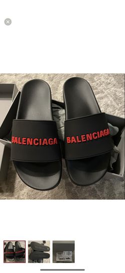 Black And Red Balenciaga Slides