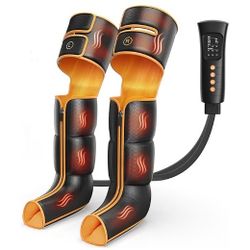 Leg Massager with Heat and Compression, Foot and Full Leg Massager for Circulation and Pain Relief, Sequential Compression Boots with 6 Modes, 6 Inten