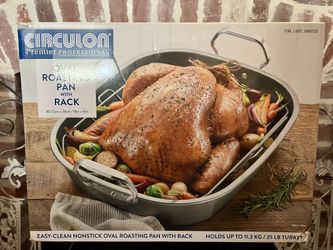 New XL 18x15 Circulon Premiere Professional Oval Roasting Pan w Rack NEW Inbox
