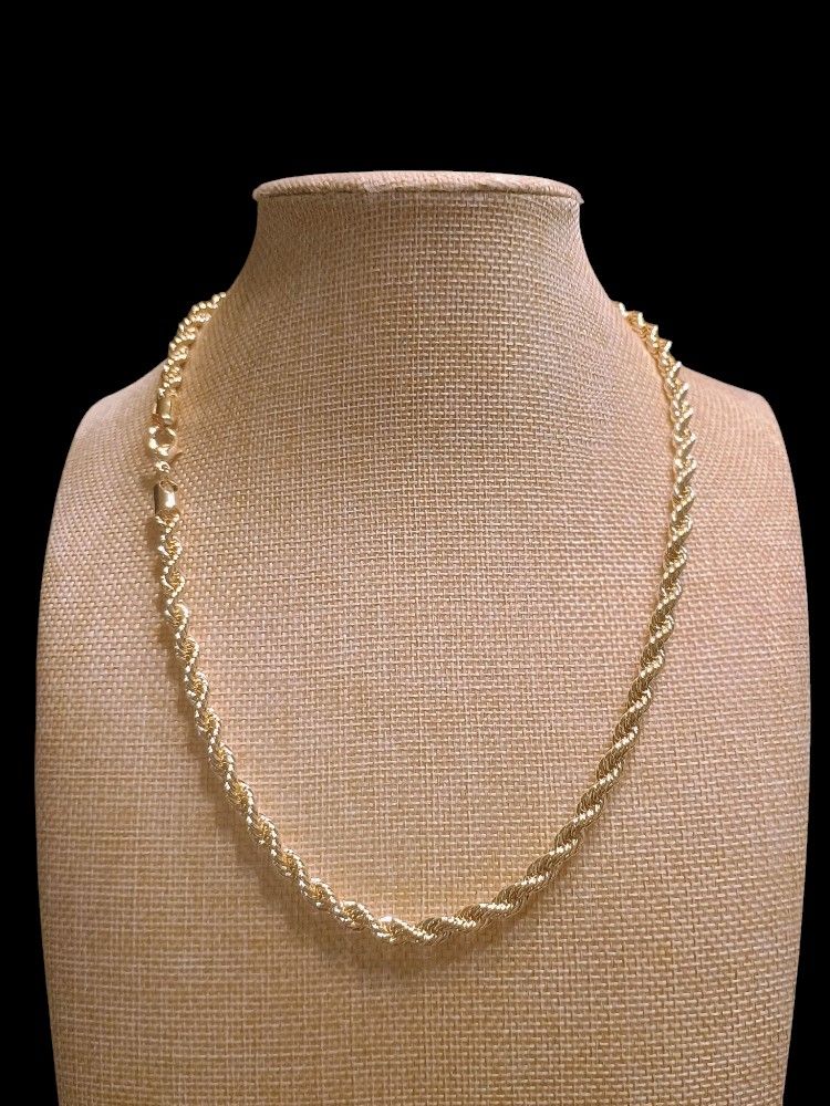 18k Italian Gold Filled Layered 6mm 22 Inch Rope Chain
