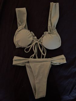 Olive Green High Waisted 2 Piece Tie Bikini