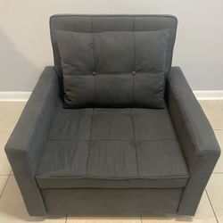 Sofa Bed Chair 3-in-1 Convertible, Lounger Sleeper, Single Recliner for Small Space with Adjustable Backrest (Dark Grey)