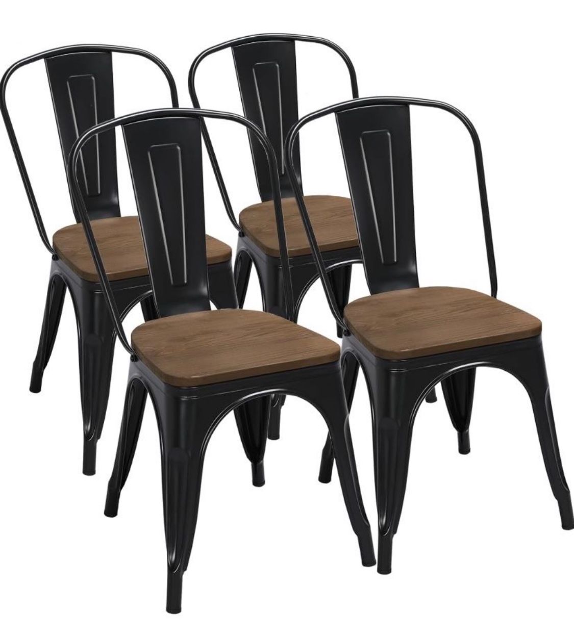 Set Of 4 Black Iron Dining Chairs, 610 988 