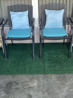 2 metal patio chairs