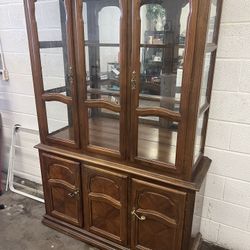 Solid Wood China Hutch  Needs Shelves On Too Half  